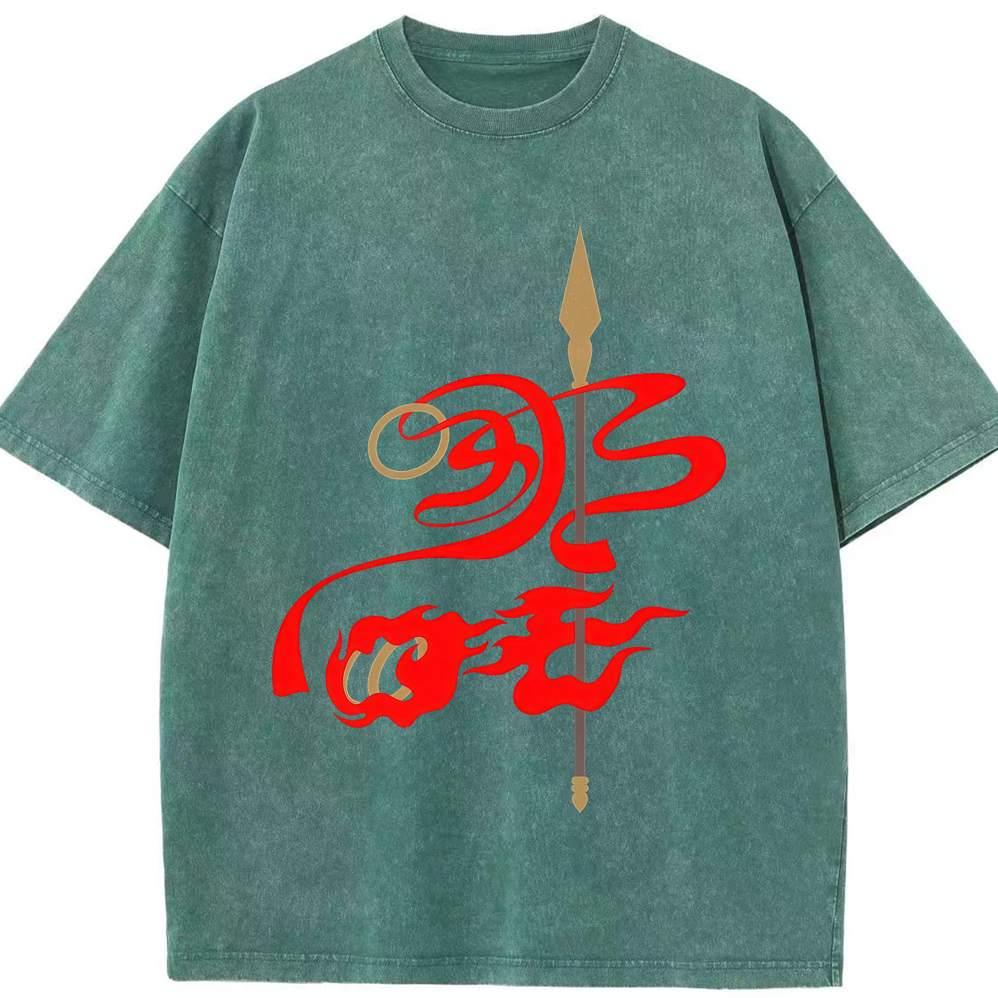 （画像用） Ne Zha 2 ナタ 魔童の大暴れ 綿100% ヴィンテージ風 半袖Tシャツ（フロントプリント）